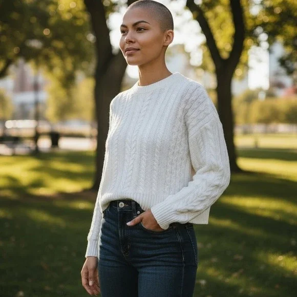 RE/DONE Natural Crewneck Cable Knit Pullover Sweater Medium Preppy Cabin NWT$495 - Picture 3 of 12